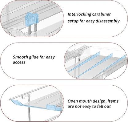 Attelite Can Organizer for Pantry, 3 Sets 2Tiers Can Storage Organizer Pantry, Soda Can Organizer for Fridge 24 Cans Rack Automatic Rolling Stackable Canned Food Organizer,Clear