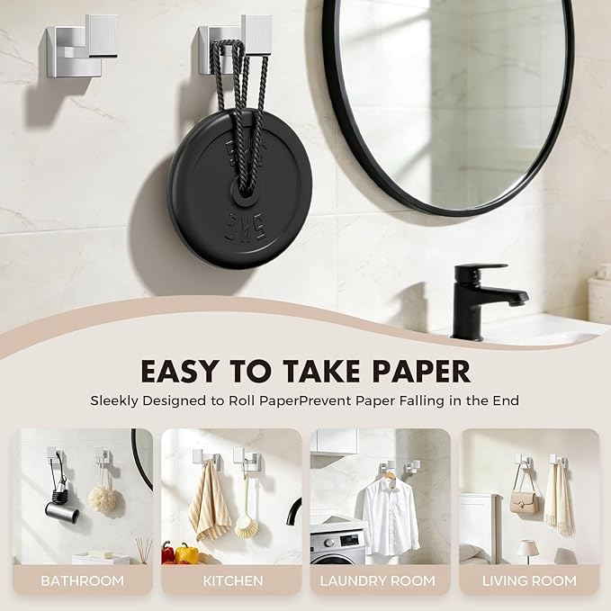 Bathroom Accessories Towel Bar Set: 10 Pieces Brushed Nickel Square Bathroom Hardware SUS304 Stainless Steel - Wall Mounted Towel Rack&Toilet Paper Holder&Towel Ring and Towel Hook