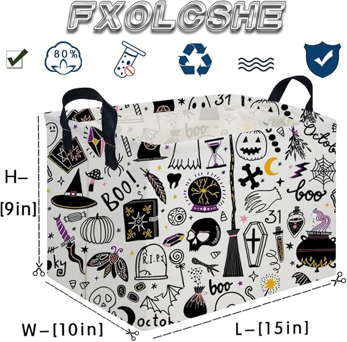 Halloween Ghost thriller basket,Empty Halloween basket,Horror and thriller decor,Trick or Treat Box for Boys and Girls,Horror decor(Magic Halloween)
