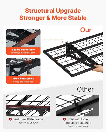 VEVOR 2-Pack Heavy Duty Garage Wall Shelving, 2 x 4 ft Steel Wall Mounted Shelving Unit with Hooks, 24 x 48 Inch Per Shelf Floating Storage Metal Rack for Garage, 500 lbs Total Weight Capacity