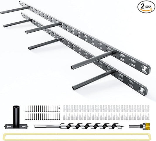 2pcs Floating Shelf Bracket Heavy Duty,Decorative Floating Shelf Hardware Hidden Black Metal Fireplace Mantel Brackets (34"X4"X1.0" with Tools)