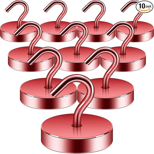 Neosmuk Magnetic Hooks, Cruise Ship Essentials, 100lb+ Heavy Duty Magnetic Hooks for Cruise Cabins, Refrigerator, Grill, Hanging, and Travel | Extra Strong Must-Haves Magnet Hook,Red