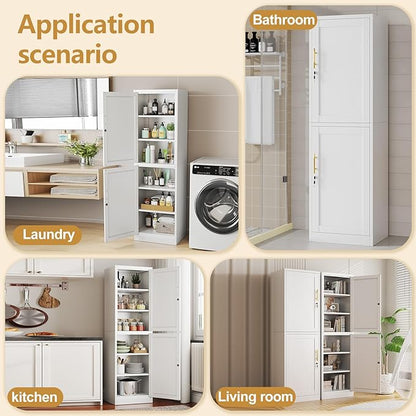 Metal Storage Cabinet with Lock 2 Doors and Shelves, Steel File Cabinets, Kitchen Pantry Cabinet Locker Organizer - 67" Tall Locker Storage Cabinets for Kitchen,Bathroom,Bedroom,Office
