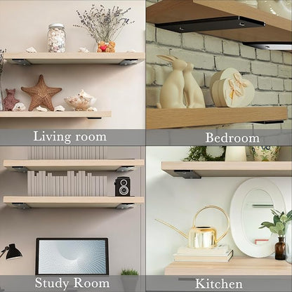 HEART ART Floating Shelf Bracket 6 Inch,12 Pack Heavy Duty Shelf Brackets,L Brackets for Shelves Black,6”L x 1.3”H x1.3”W