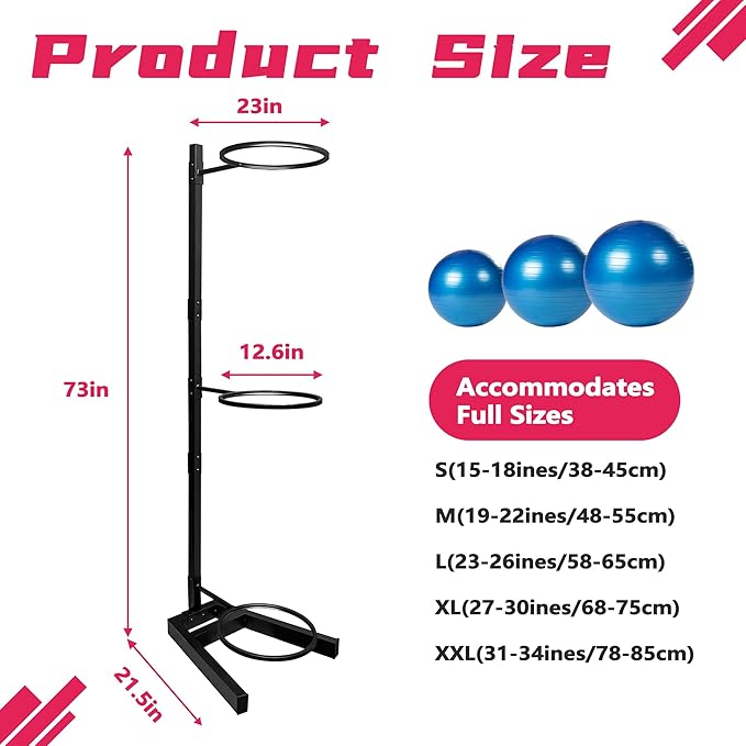 Montex Yoga Ball Holder, Exercise Ball Holder Vertical Storage for Commercial Gym and Home