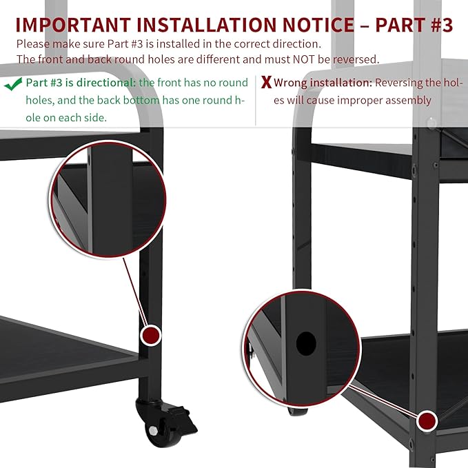 TFK 3-Tier Printer Stand with Drawer, Adjustable Shelf, Rolling Casters, 23.6 x 18.9 x 30 Inch Heavy Duty Printer Cart for Home Office, Large Printers, 3D Printers, Fax & Heat Press, Black
