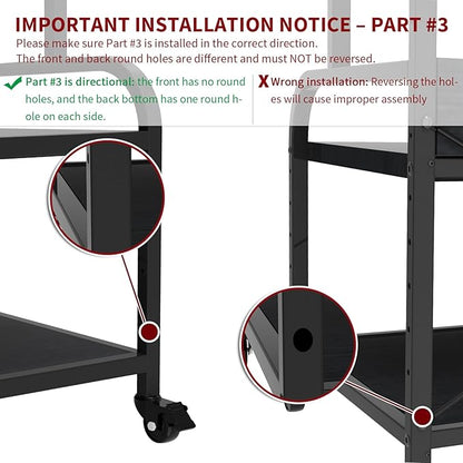 TFK 3-Tier Printer Stand with Drawer, Adjustable Shelf, Rolling Casters, 23.6 x 18.9 x 30 Inch Heavy Duty Printer Cart for Home Office, Large Printers, 3D Printers, Fax & Heat Press, Black