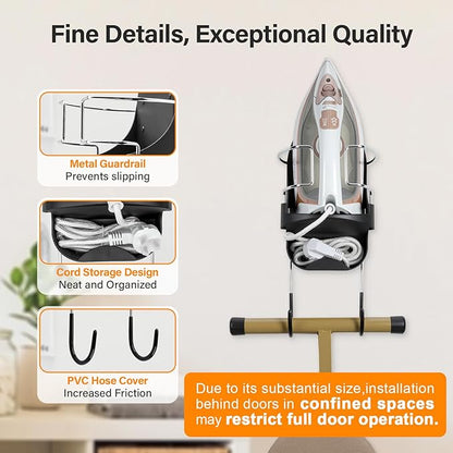 Alpinista Ironing Board Hanger Wall Mount Ironing Board Holder Wall Mount for Laundry Rooms Storage Organizer, Black