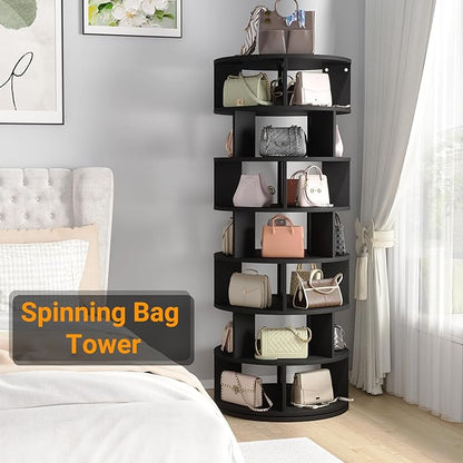 Aheaplus Rotating Shoe Rack Tower, 7-Tier Spinning Shoe Rack 360 Revolving Shoe Rack Organizer for Closet, Display Round Storage Carousel Shoes Closet Organization, Black