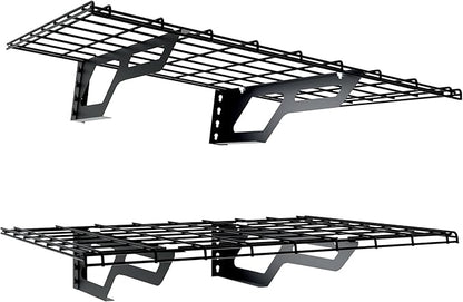 The Atlas 2-Pack 2x3 ft Garage Wall Shelves, 400lbs Heavy Duty Garage Shelving Wall Mounted, 24"x36" Metal Floating Shelf Storage Rack, Hammertone