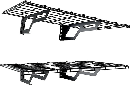 The Atlas 2-Pack 2x3 ft Garage Wall Shelves, 400lbs Heavy Duty Garage Shelving Wall Mounted, 24"x36" Metal Floating Shelf Storage Rack, Hammertone