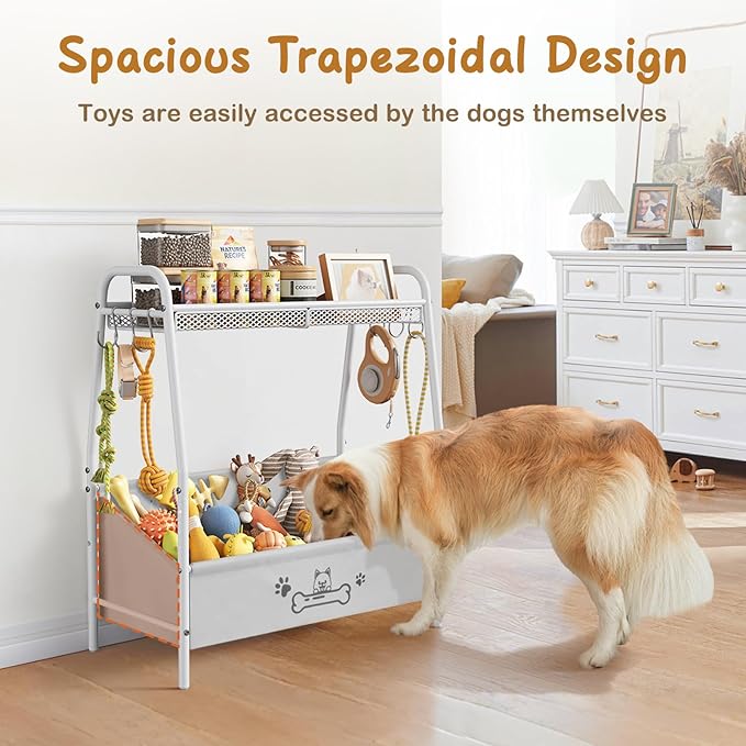 Large Dog Toy Basket (23.6"x11.2"x9.7"), Dogs Toy Bin with Storage Organizer, Trapezoid Toy Box for Dog Stuff Accessories, Pet Toy Storage Holder Chest for Cat Dogs Essential Supplies