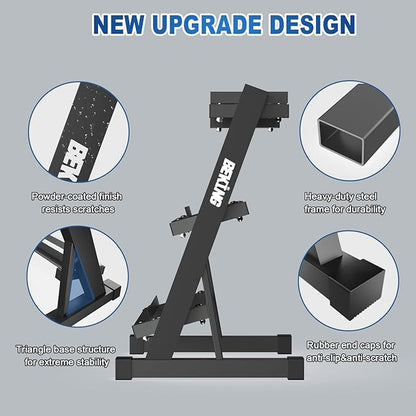 BEKING 3 Tier Dumbbell Rack,1000LB Capacity Weight Storage Rack for Home Gym Fitness,Multifunctional Free Weight Organizer Stand for Dumbbells, Kettlebells,Compact Design Save Floor Space