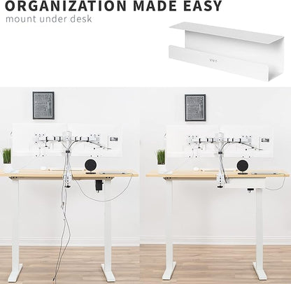 VIVO Under Desk 17 inch Cable Management Tray, Cord Organizer, Home Office Desk Accessories, White, DESK-AC06-1CW