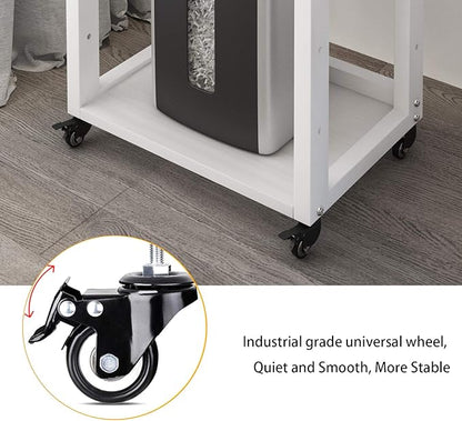 Natwind 3-Tier Movable Printer Stand Floor-Standing Desk Side Shredder Stand Computer Host Holder Adjustable Storage Shelf Rack on Wheels for Fax Scanner File Book (White)
