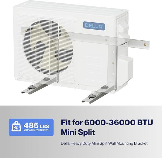Della Outdoor Wall Mounting Bracket for Ductless 6000-36000 BTU Mini Split, Compressor and Heat Pump System, Easy to Install Universal Heavy Duty Mini Split Bracket, Supports up to 485 LBS