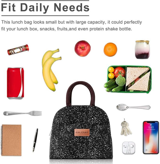 BALORAY Lunch Bag for Women Men Insulated Lunch Box for Adult Reusable Lunch Tote Bag for Work, Picnic or Travel (Black Starry)