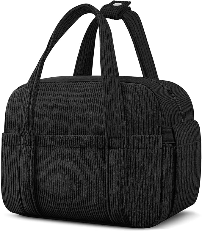 Corduroy Lunch Box Lunch Bag for Women Men, Cute Strawberry Small Insulated Reusable Work Leakproof Simple Lunch Boxes Tote Bag Adults Cooler Bag