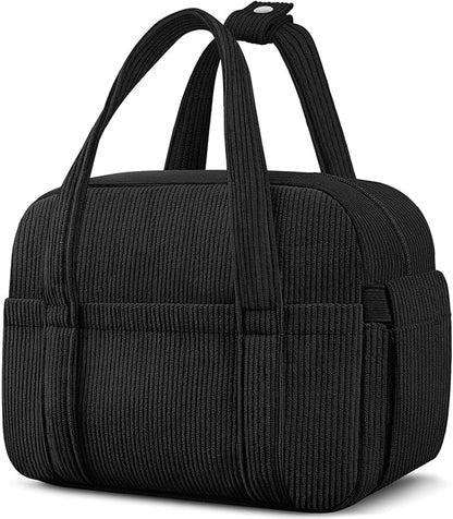 Corduroy Lunch Box Lunch Bag for Women Men, Cute Strawberry Small Insulated Reusable Work Leakproof Simple Lunch Boxes Tote Bag Adults Cooler Bag