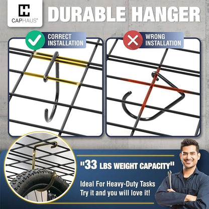 CAPHAUS Garage Shelving Wall Mounted 96x18 Inch, Heavy Duty Metal Wall Shelves with 4 Bike Hooks, 500lbs Capacity Storage Rack for Garage Organization System, White