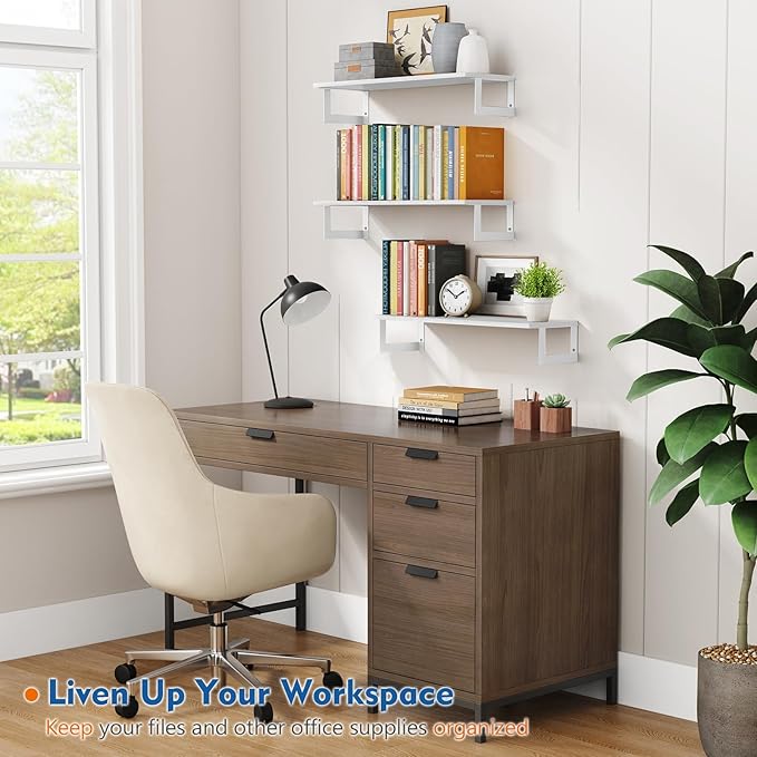 24 Inch Floating Wall Bookshelf for Kids Bedroom, White Large Wall Shelves for Bathroom Over Toilet, Deep Long Floating Book Shelves for Teen Girls Boys Office Classroom Living Room (Set of 3)