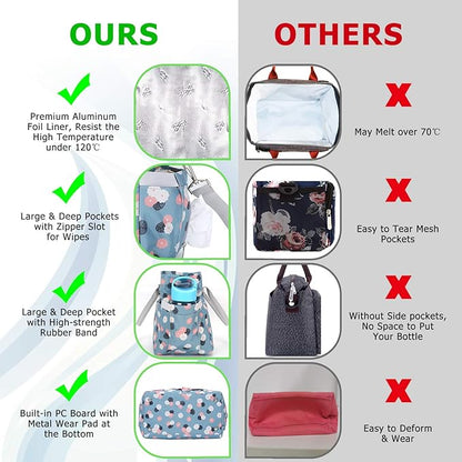 KIPBELIF Cute&Classy Roomy Insulated Lunch Bags for Women - Stylish & Functional Large Tote Adult Lunch Box for Working & Picnic(Extra Large,Light Blue Plum)