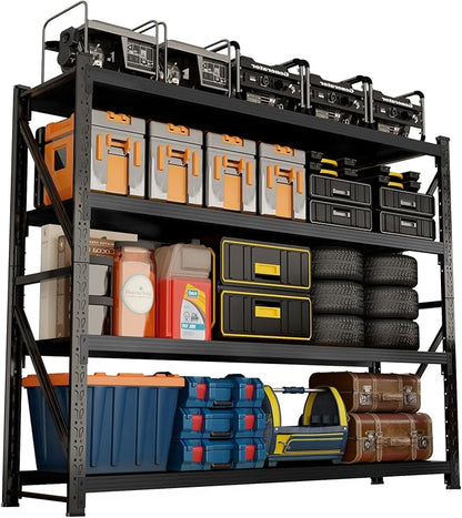 5000lbs Garage Shelving Heavy Duty, 4-Tier Metal Adjustable Garage Shelves, Storage Shelves for Warehouse, Pantry, Basement, 59" W X 24" D X 79" H (Black, 59x24x79)