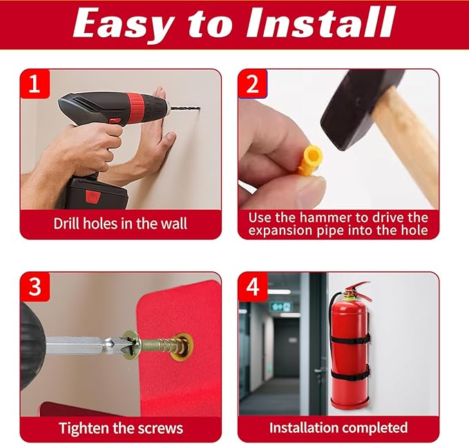 Fire Extinguisher Mount,Wall Mounted Fire Extinguisher Bracket,Compatible with 5 Pound Fire Extinguishers Ideal for Home,Car,RV,Truck