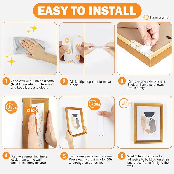 Picture Hanging Strips 40 Strips, Damage Free Removal, Wall Poster Picture Hangers Without Nails, Sticky Hook & Loop Adhesive Strips for Poster/Picture/Home/Office, 20 Pairs/Medium, White