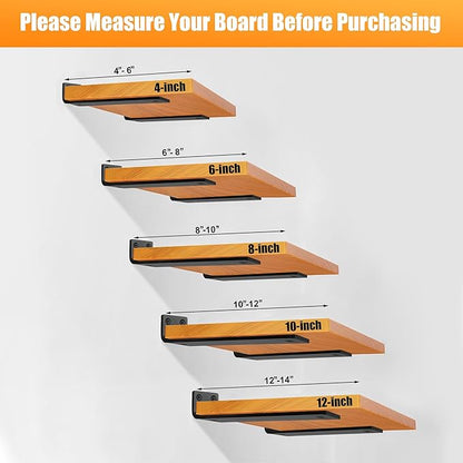 Floating Shelf Brackets 10 inch, Heavy Duty Wall Shelf Bracket 10 Pack for Shelves Support, Hidden Metal L Brackets with Mounting Hardware (1/5'' Thick)