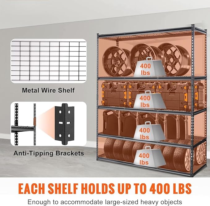 Towallmark Heavy Duty Storage Shelves 48 * 18in - Storage Shelves, Heavy Duty Storage Shelves, Metal Storage Utility Rack Shelf Unit, Easy Assemble Garage Storage Shelving