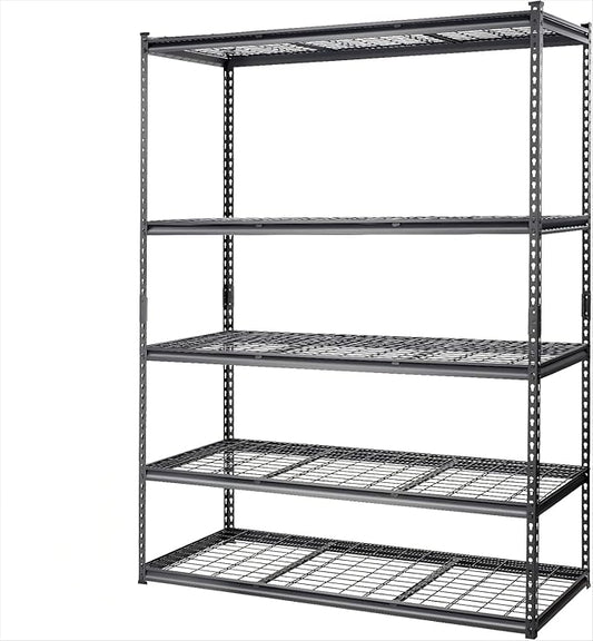 2500 Lbs Capacity Heavy Duty Garage Shelving, 48x18x72 Inch 5-Tier Metal Wire Shelves, Adjustable Industrial Storage Rack for Garage, Basement, Warehouse Organization