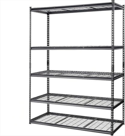 2500 Lbs Capacity Heavy Duty Garage Shelving, 48x24x72 Inch 5-Tier Metal Wire Shelves, Adjustable Industrial Storage Rack for Garage, Basement, Warehouse Organization