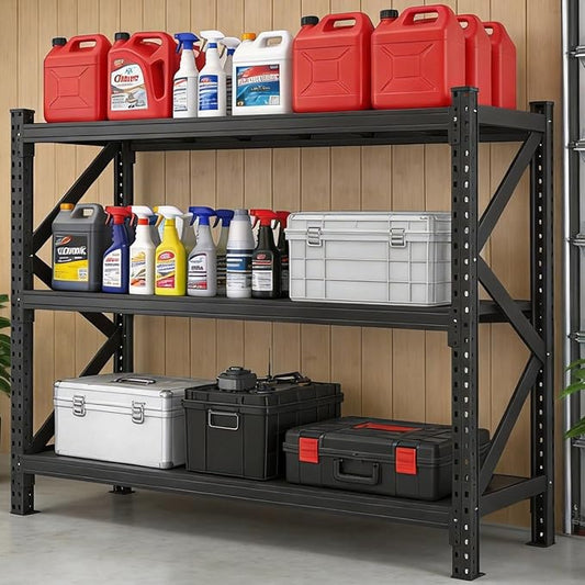 Heavy Duty Metal Garage Shelving Unit,Adjustable Storage Shelves, Steel Shelving, 4500 lbs Capacity, Industrial Shelves for Heavy Tools and Equipment, 63" Wx 19.7" D x 66.9" H