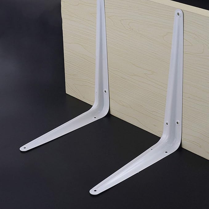 ZOENHOU 24 Pack 8 x 10 Inch White Shelf Brackets, Heavy Duty L Bracket Support with 144 Screws and 72 Expansion Tubes, Metal Wall Corner Angle Shelving Shelf Bracket for Wall Hanging Shelves