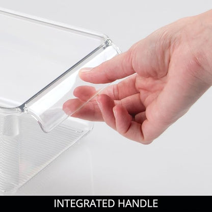iDesign Fridge Storage Bin with Handle - Fridge Tray for Meats and Cheeses - Set of 4 - Clear