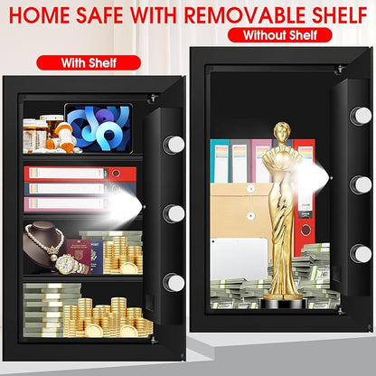 5.2 Cuft Large Safes for Home Use Fire and Water Proof, Anti-Theft Digital Security Safe Box With Programmable Keypad & Spare Keys, Home Safes Water and Fireproof for Money Valuables
