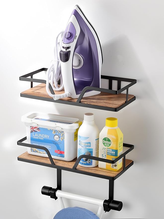 Ironing Board Holder - Iron Holder Ironing Board Hanger Wall Mounted, Laundry Room Organization