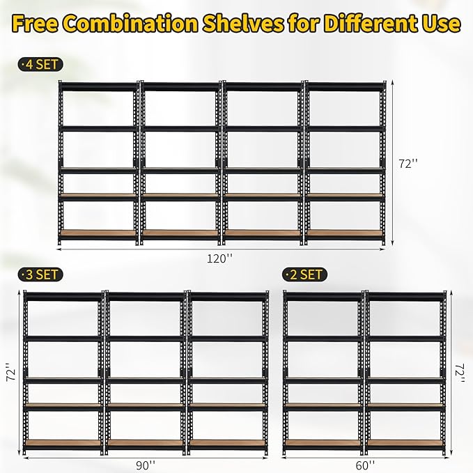 GarveeHome Heavy Duty Storage Shelves - 5 Tier 36 * 18 * 72 in, Adjustable Garage Storage Shelving, Metal Storage Utility Rack Shelf Unit