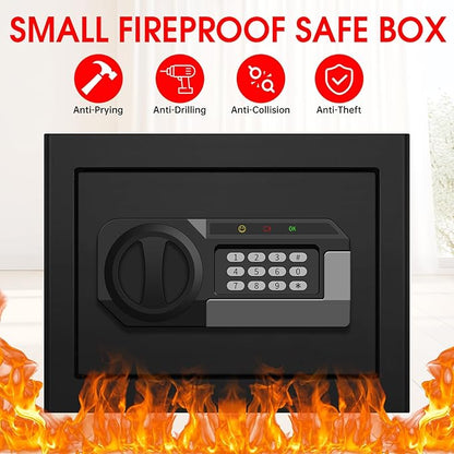 1.3 Cuft Safe Box Fireproof Waterproof, Digital Security Safes for Home Use Fire and Water Proof with Combination Lock, Alarm System and Removable Shelf, Anti-Theft Document Safes For Money, Jewelry