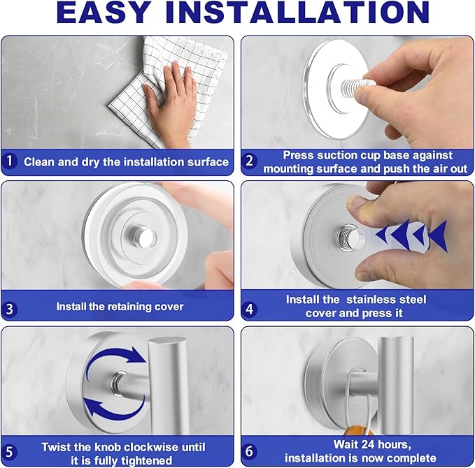 Suction Cup Hooks, Shower Hooks for Inside Shower – Removable Towel Hooks for Bathroom Window Glass Mirror Tile, Bath Robe Looafh Hook for Hanging – Waterproof & Rustproof, Silver(2 Pack)