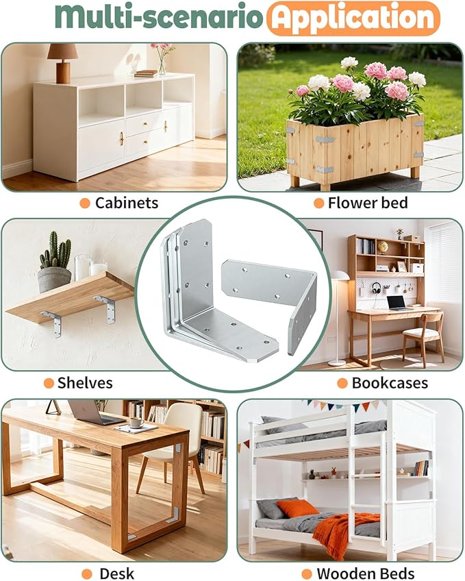 3"x3" L Brackets, 90 Degree Angle Iron, Heavy Duty Steel Corner Brace for Wood Shelves, Post, Floating Shelves, Desk (Galvanized-4 Pcs)