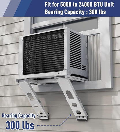LEOPO No Drilling Air Conditioner Support Bracket,Fits Single & Double-Hung Windows, Heavy Duty Steel Holds Up to 300lbs, for 5000-24000 BTU Units