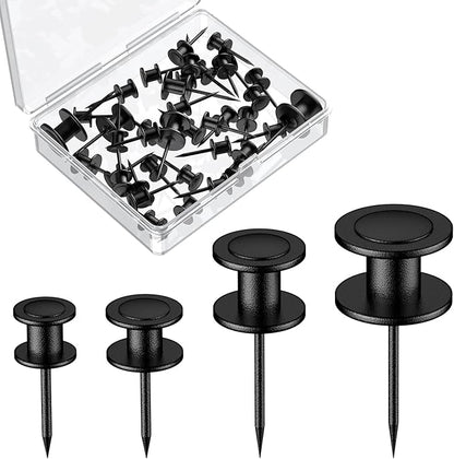 Uniclife 20 Pcs Thumb Tacks, Double Headed Picture Hangers, 4 Size Push Pins for Wall, Picture Hanging Nails, Long Wall Hooks for Pictures Photo Frame Tapestry and Decor, Black