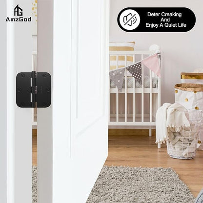Door Hinges Matte Black - 24 Pack Black Door Hinges 3.5 Inch Rounded Interior Door Hinge with 5/8" Radius Corners - Black Hinges for Doors 3 1/2 Inches Flat Iron Residential Door Hardware