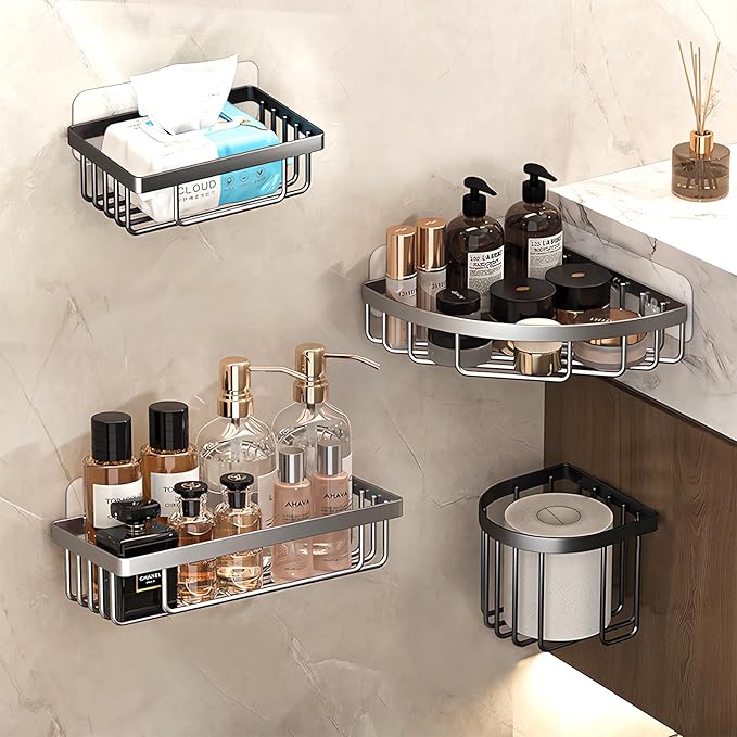 9 Pack Shower Caddy Adhesive Replacement Stickers,Strong Hooks for Caddy, Clear Waterproof Adhesive Strips, No Drilling for Kitchen Racks and Bathroom Storage Shelves (Clear 2 Hooks)