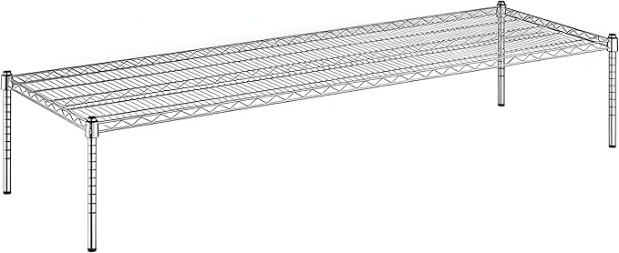 24" x 72" x 14" Chrome Wire Storage Shelf, Dunnage Rack, Commercial 1 Tier Small Shelf