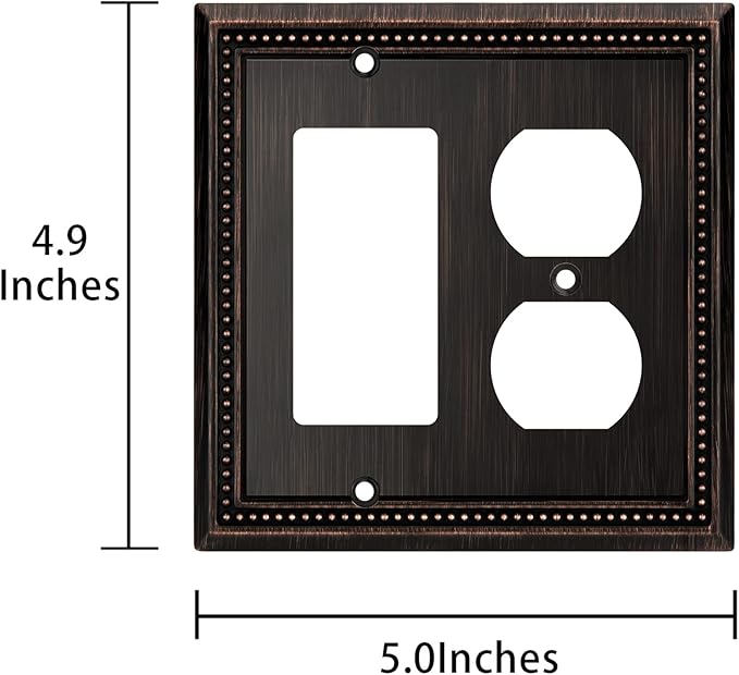 Henne Bery Sunken Pearls Heavy Duty Decorative Wall Plate Switch Plate Outlet Cover (Decorator/Duplex, Aged Bronze)