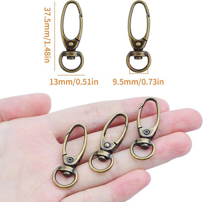 50pcs 38 mm 360 Degree Swivel Trigger Clips Metal Keyring Curved Oval Lobster Clasps Snap Hooks for Keychains Lanyard Handbag Purse Craft Projects Decoration, Antique Bronze