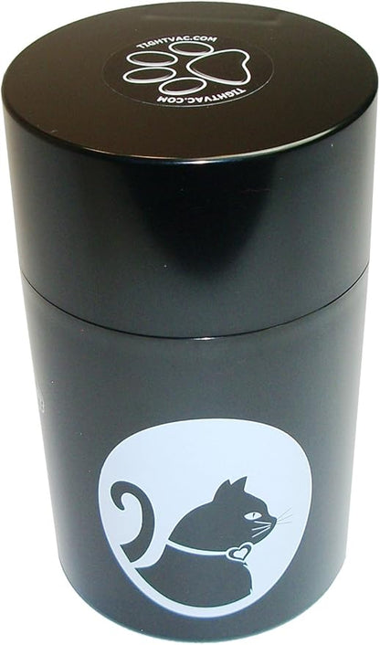 Tightpac America, Inc. Pawvac 6 Ounce Vacuum Sealed Pet Food Storage Container; Black Cap & Body/White Cat